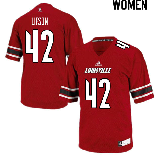 Women #42 Josh Lifson Louisville Cardinals College Football Jerseys Sale-Red - Click Image to Close
